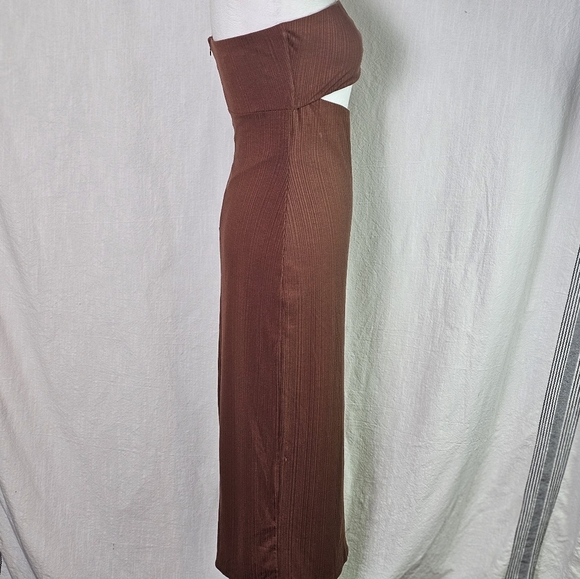 NBD by Revolve Britta Midi Cut Out Dress Brown Strapless Sz S - Picture 4 of 15